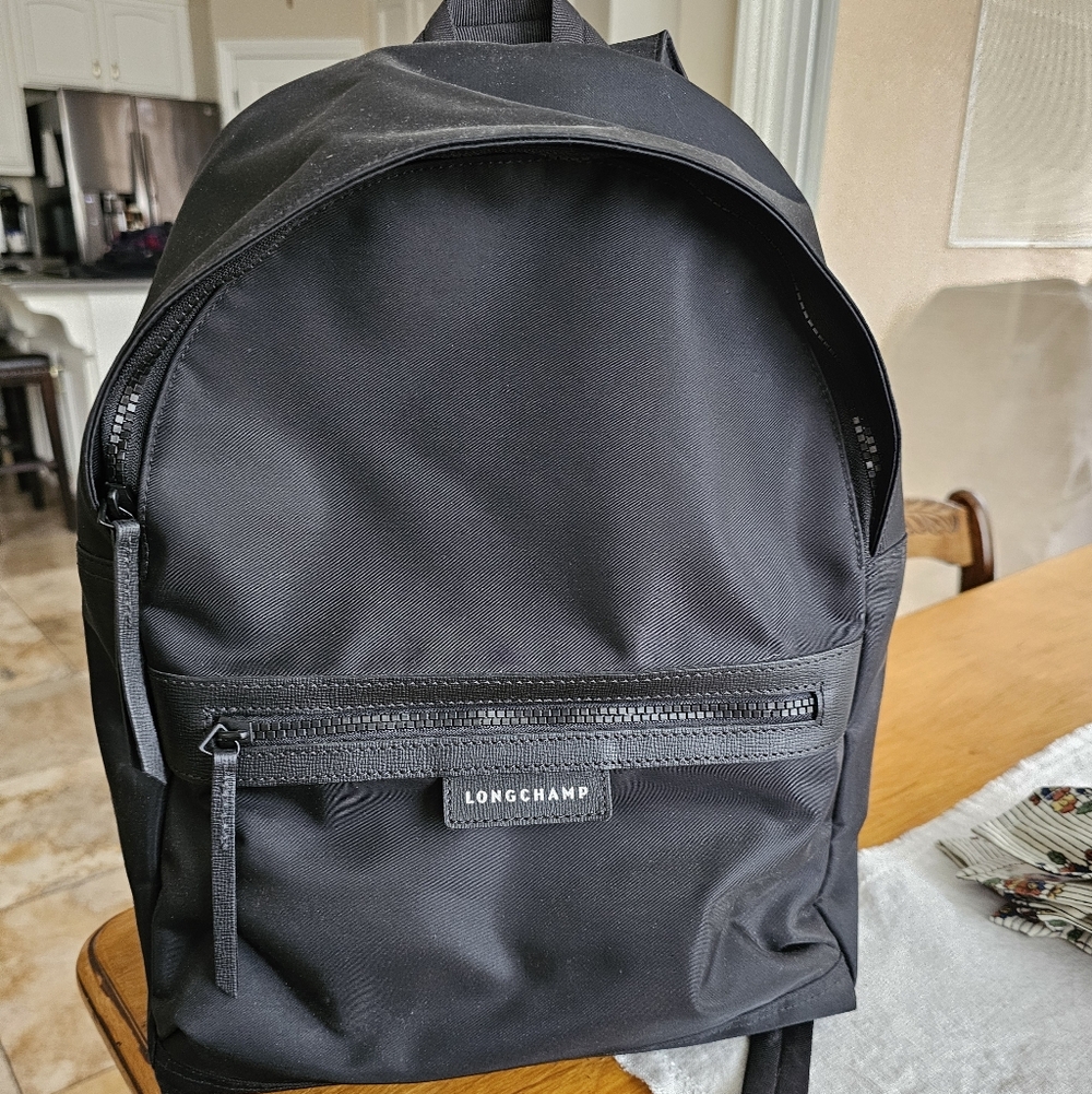 Longchamp Neo Neoprene Leather Trim Le Pliage Backpack Black Excellent Condition